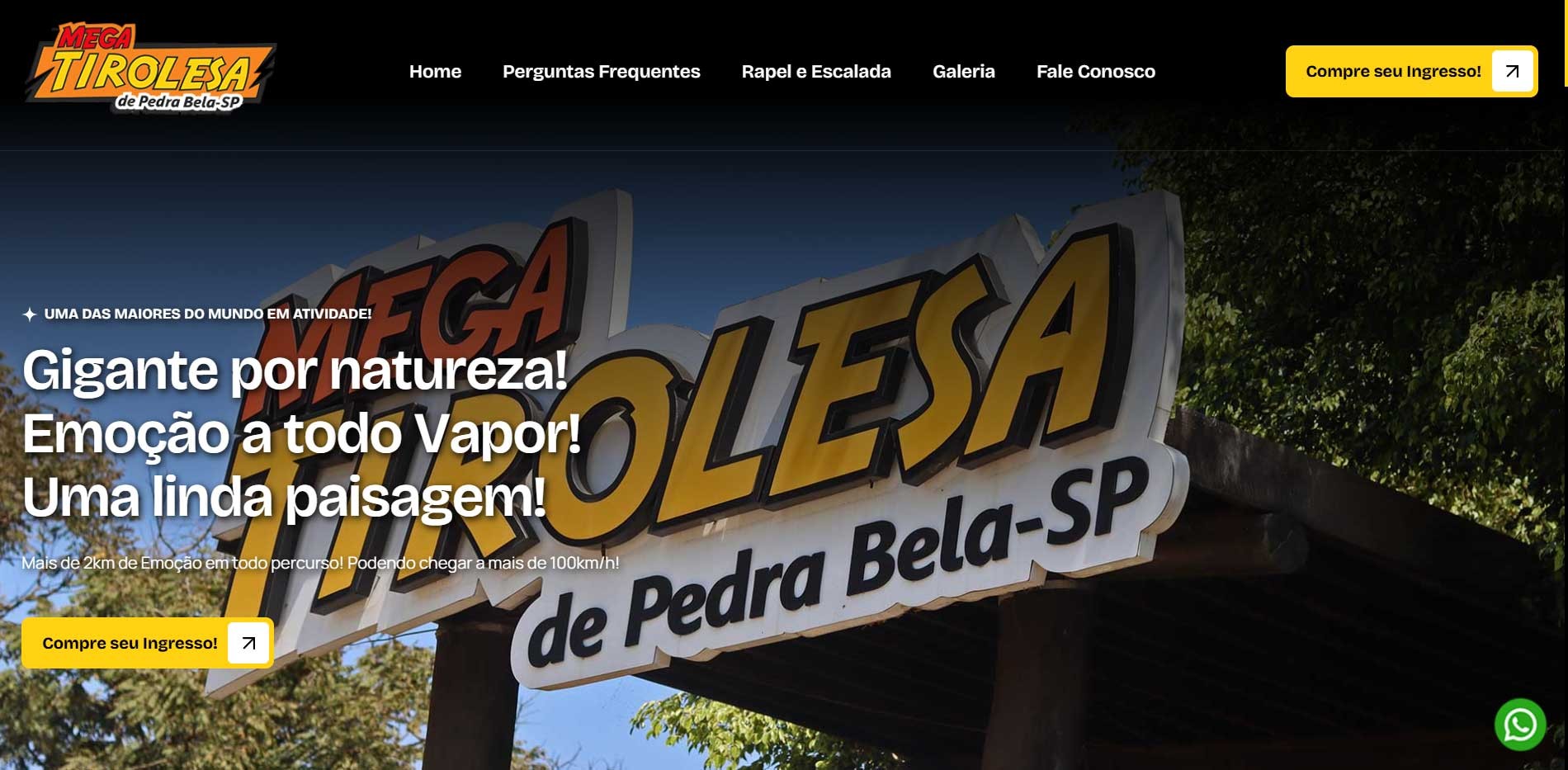Novo Projeto Web Chegando! Mega Tirolesa de Pedra Bela