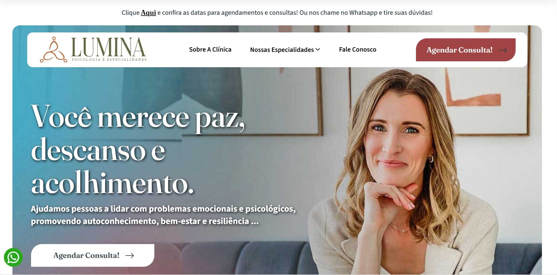Novo Projeto Web Chegando! Lumina - Clínica de Saúde Mental