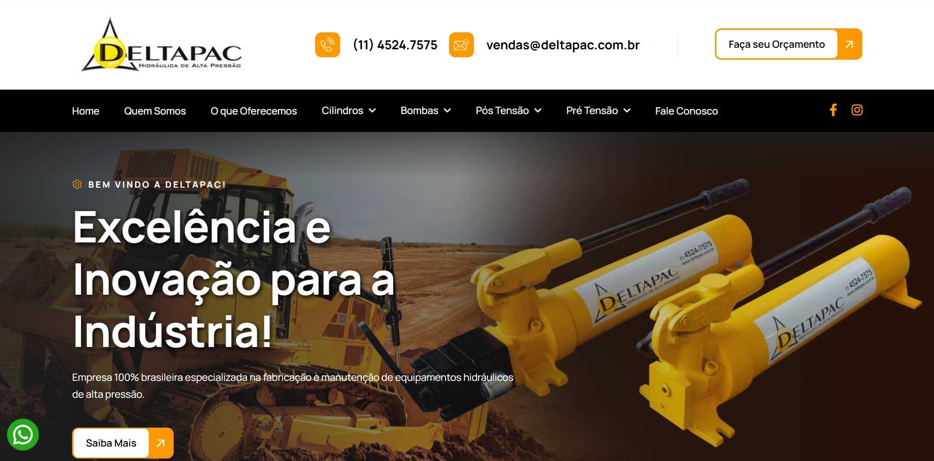 Novo Projeto Web Chegando! Deltapac Hidráulica de Alta Pressão