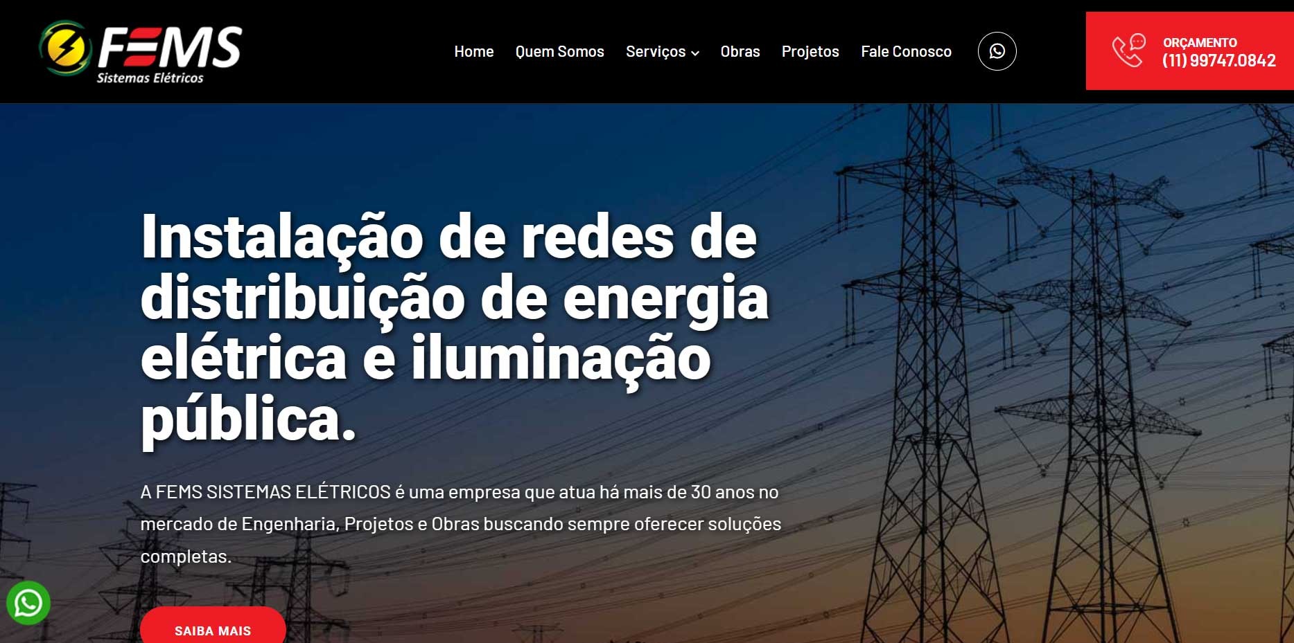 Novo Projeto Web Chegando! Fems Sistemas Elétricos
