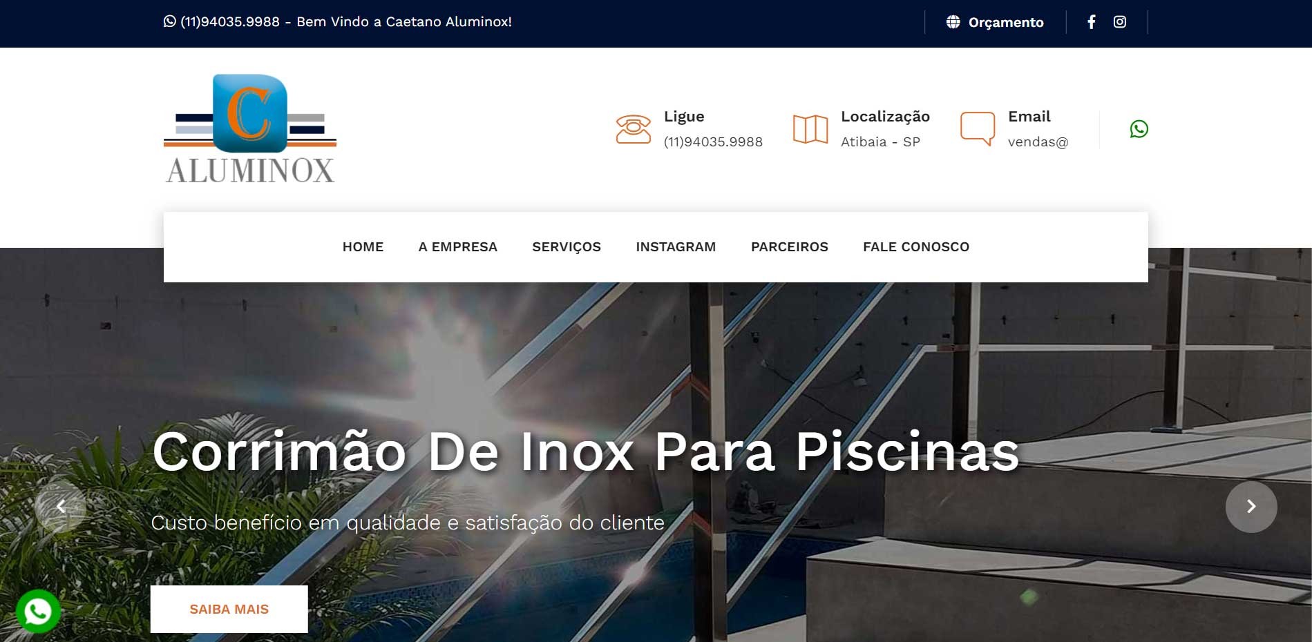  Novo Projeto Web no Ar! Caetano Aluminox