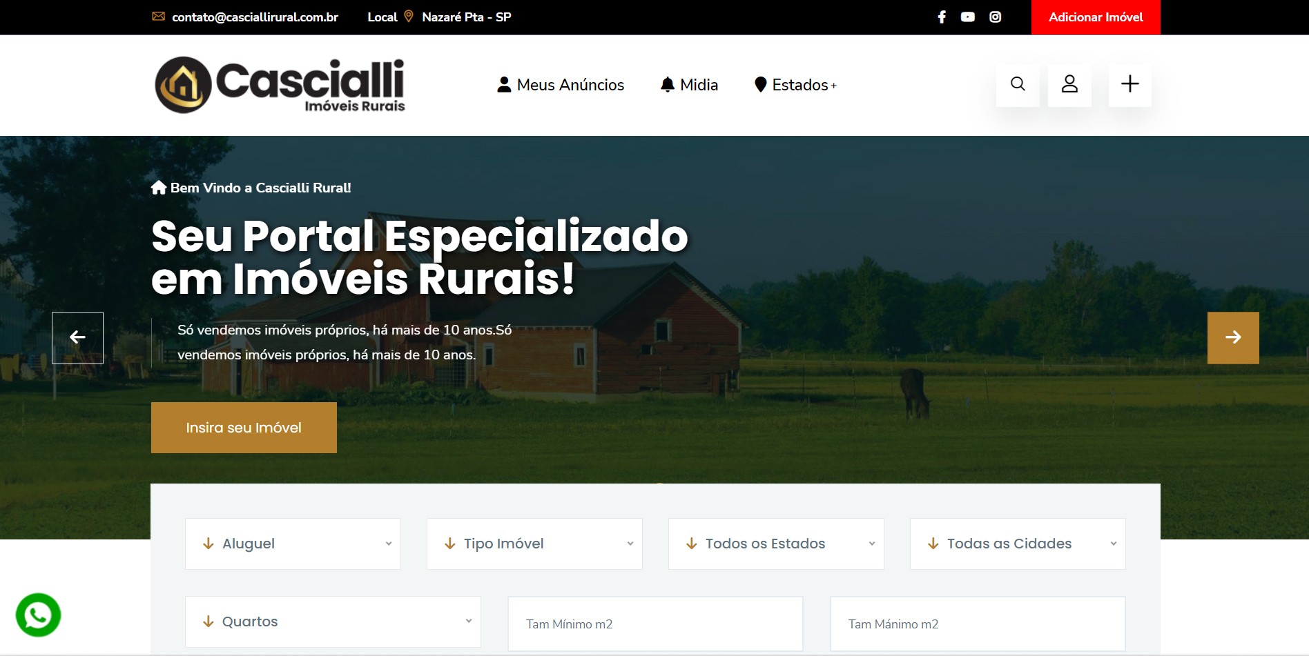  Novo projeto - Portal com CMS customizado Chegando! Cascialli Rural